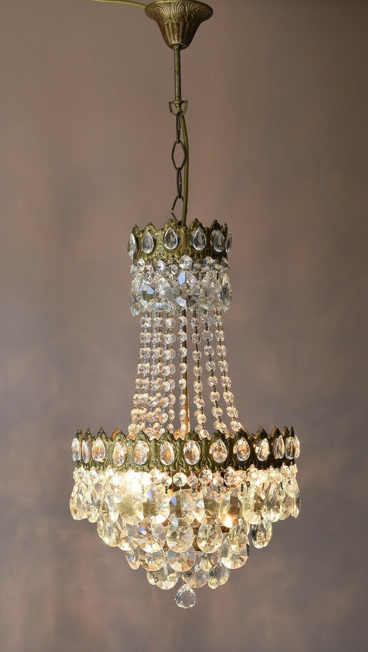 Two Antique Vintage Crystal Chandeliers, Ceiling Lighting, pendants, Home Lamps