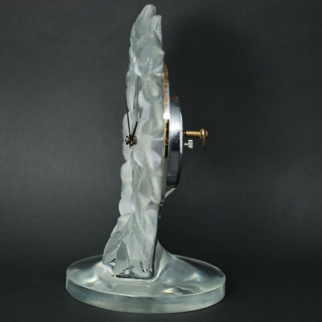 Rene Lalique Frosted Glass Roitelets Clock