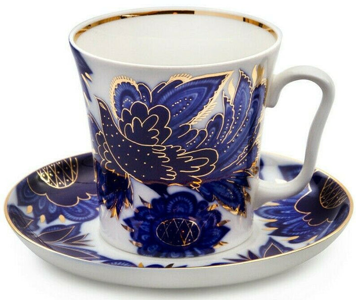 インペリアルポーセリン  マグ/ ティーカップ  ソーサー  ロモノーソフ  青い鳥  アート