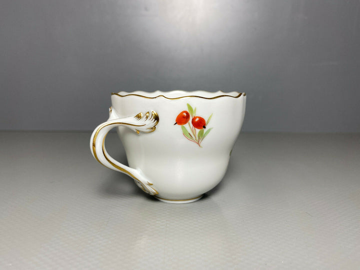 MEISSEN MOKKA GEDECK 2-TLG TASSE UT OBST FRÜCHTE MALEREI WALNUSS BEEREN BLUMEN