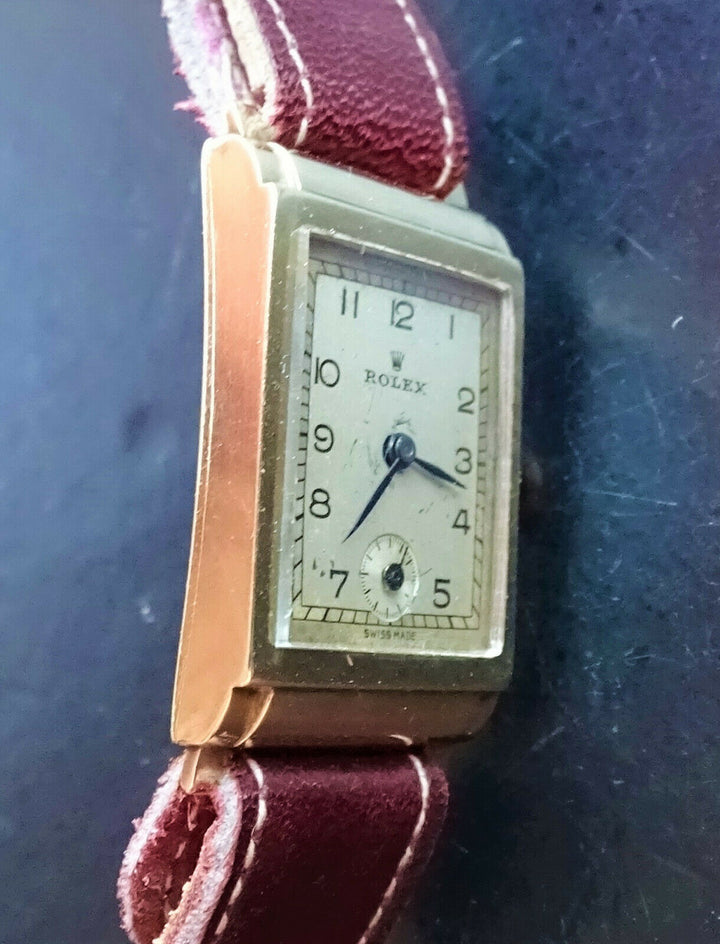 Rolex ♛ 2536 Art Deco Yellow Gold 9C 375 Antique Luxury Men's Watch 1930 Service