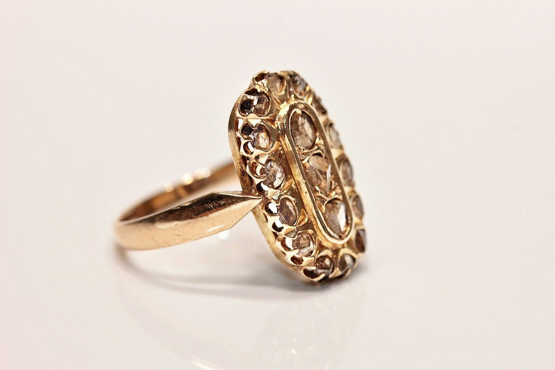 アンティーク ヴィクトリアン 14K ナチュラルローズカットダイヤモンドのリング