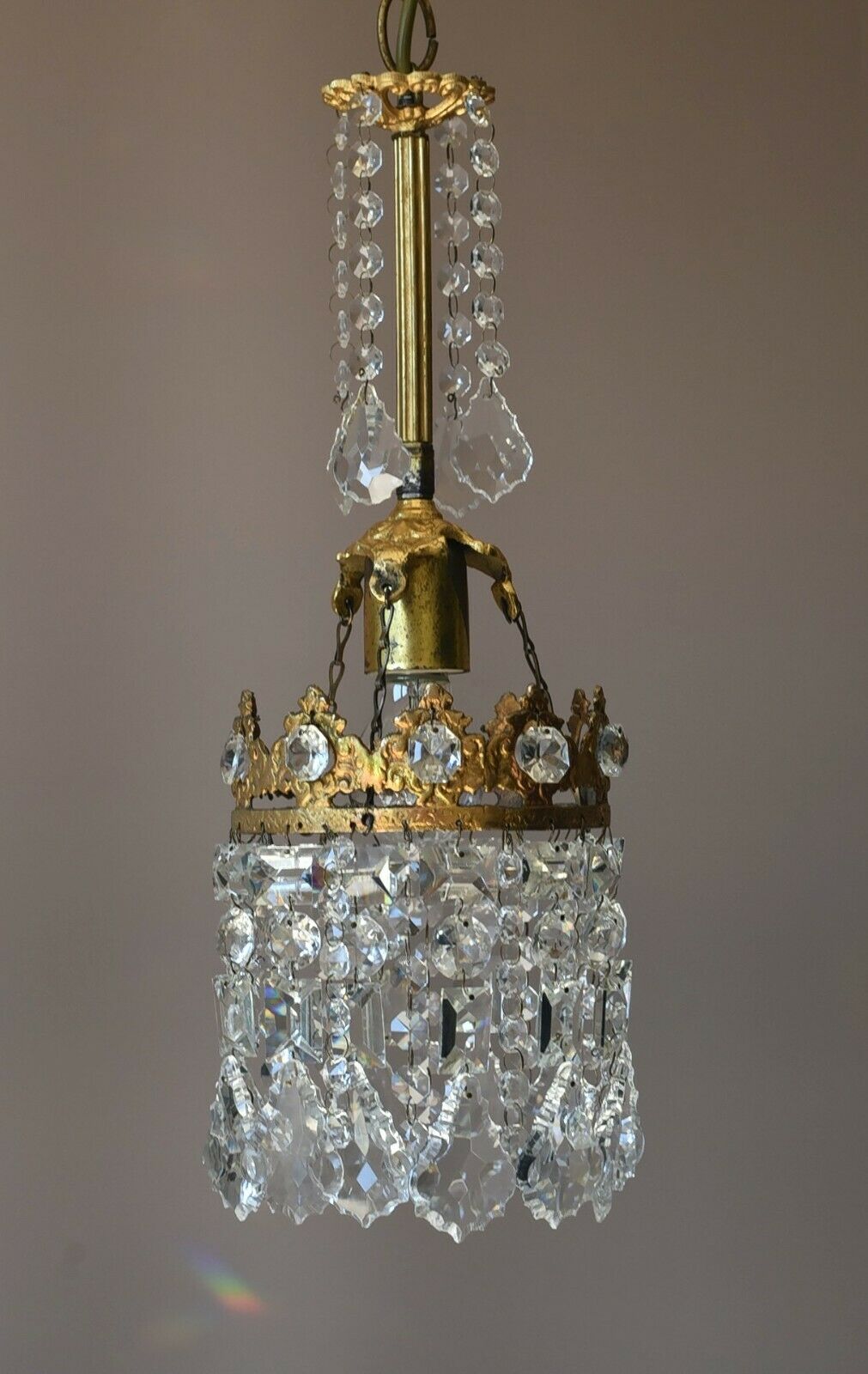 Shabby Chic Vintage Crystal Chandelier in Antique French Style, Home Lighting