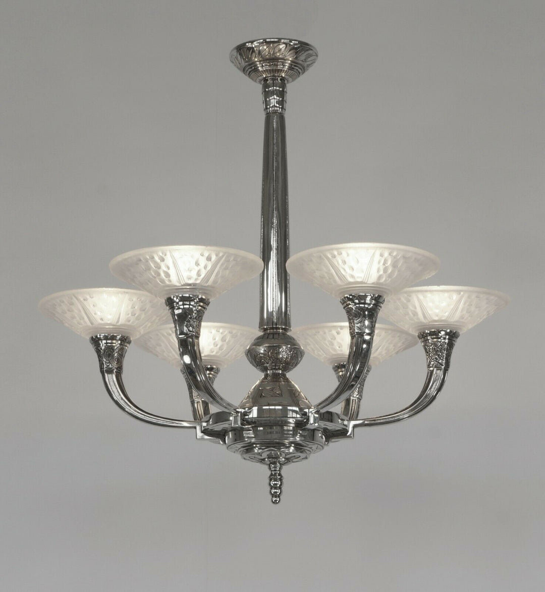 RANC & MULLER : FRENCH 1930 ART DECO CHANDELIER #3 .. lamp degue daum era France