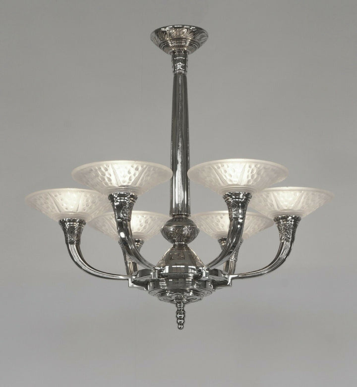 RANC & MULLER : FRENCH 1930 ART DECO CHANDELIER #3 .. lamp degue daum era France