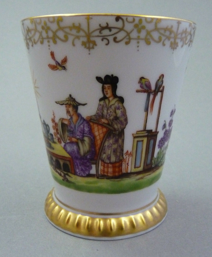 Becher Chinoserien = Höroldt Dekor 286793 = Chinesen + Tiere Meissen 1.Wahl TOP