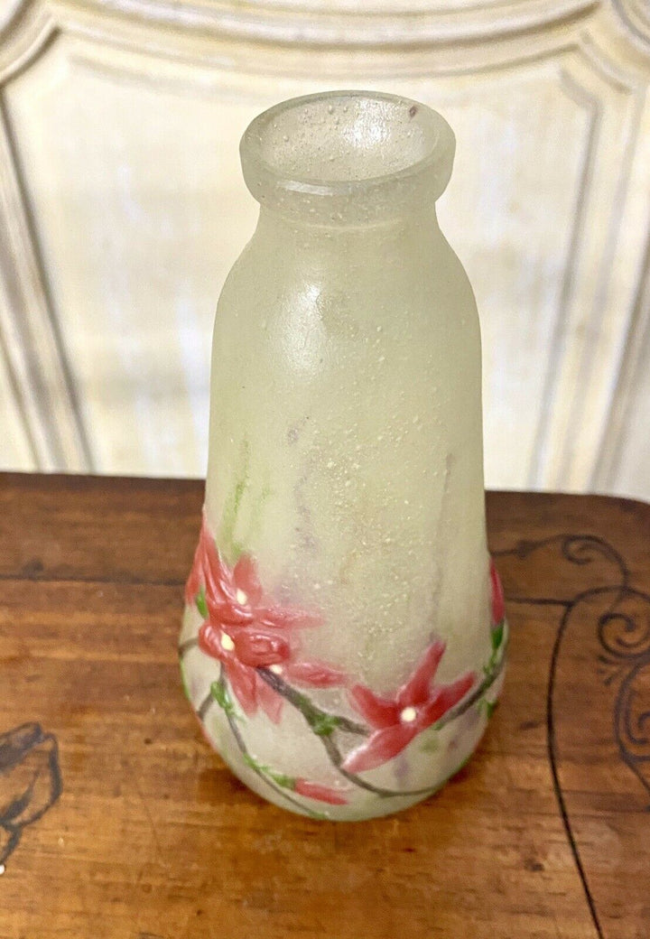 Gabriel Argy-Rousseau - Petit Vase En Pate De Verre, Decor De Fleurs Art Nouveau
