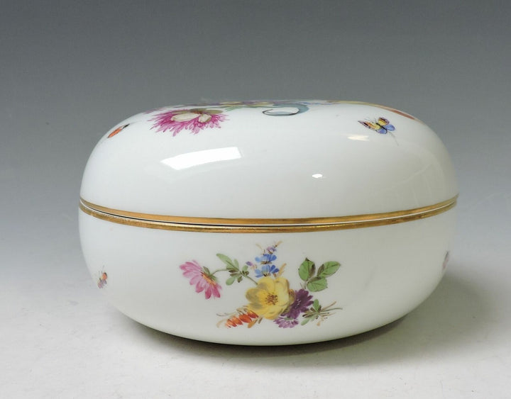MEISSEN Highlight riesige Dose 16 cm -Insekten & Blumenmalerei -1. Wahl -RARITÄT