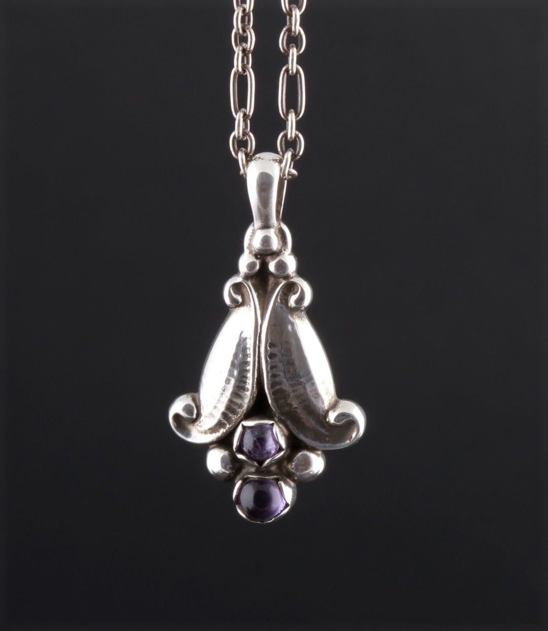 GEORG JENSEN Sterling Silver Pendant Of The Year 1993 with Amethyst. RARE!