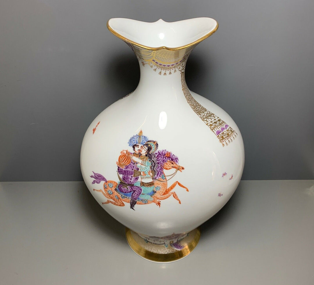 GROSSE MEISSEN VASE 1001 NACHT VIEL GOLD HEINZ WERNER SEHR GUTER ZUSTAND H:45cm
