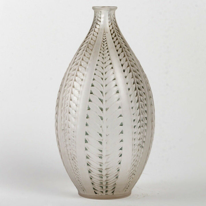 Vase Acacia Verre Patiné Vert René Lalique R.Lalique Green Stain Glass