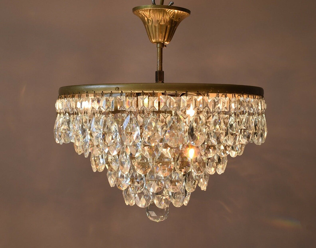 Flush Antique French Vintage Crystal Chandelier Pendant Ceiling Hallway Lighting