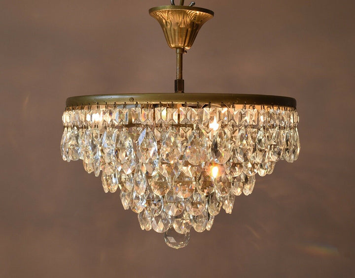 Flush Antique French Vintage Crystal Chandelier Pendant Ceiling Hallway Lighting