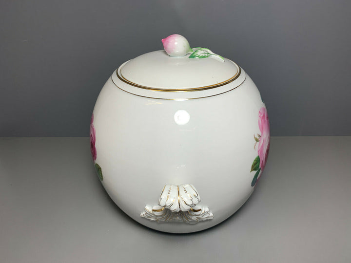 GROSSE MEISSEN BOWLE DECKEL TERRINE BLUMEN ROSEN ROSENMALEREI GUTER ZUSTAND