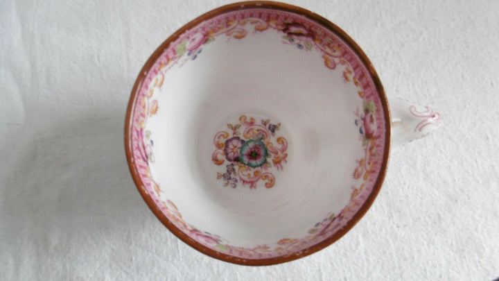 Tasse et sous-tasse Minton SARREGUEMINES du XIXe à décor foral