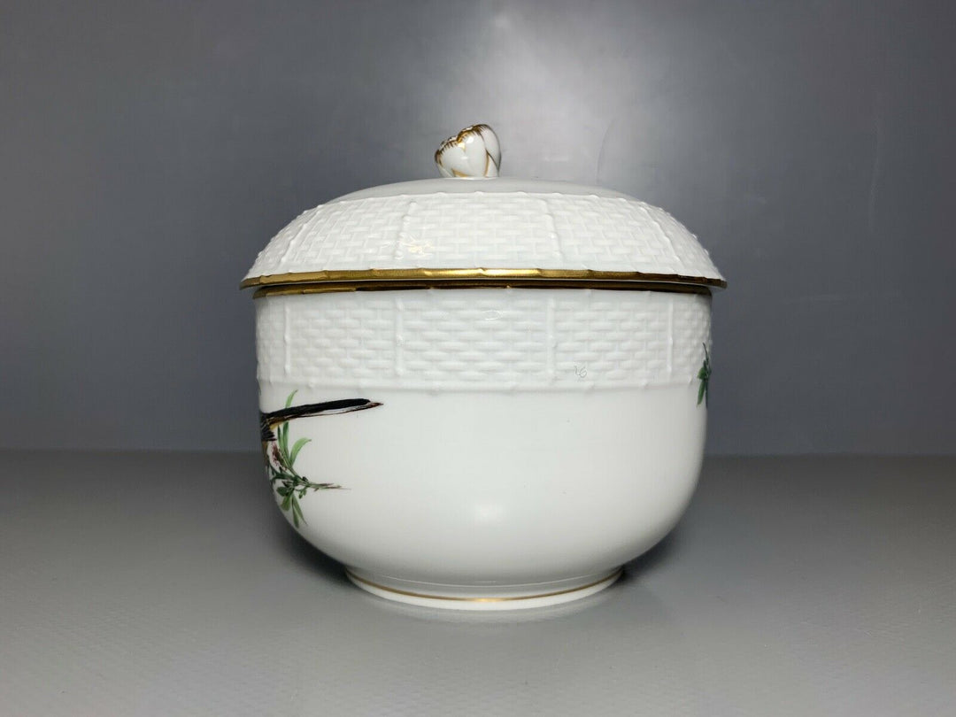 GROSSE MEISSEN DECKELDOSE ZUCKERDOSE DOSE VOGEL SCHMETTERLING TOP ZUSTAND 1.WAHL