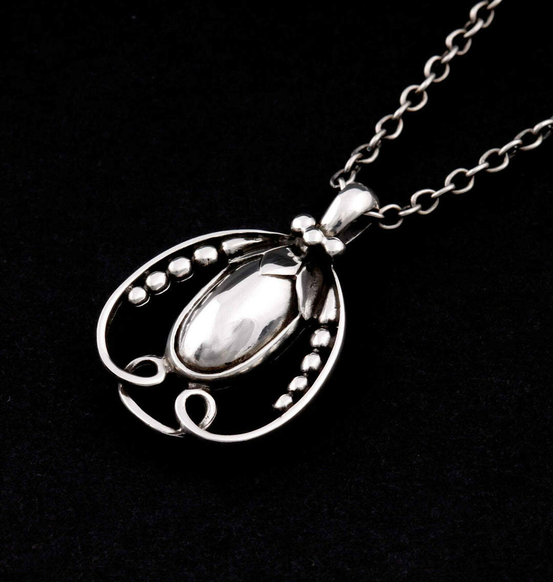 GEORG JENSEN Sterling Pendant Of The Year 1990, Silver, Silverstone. RARE!