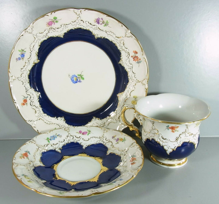 マイセン　B フォーム　コーヒーカップ＆ソーサー＆プレート　コバルトブルー