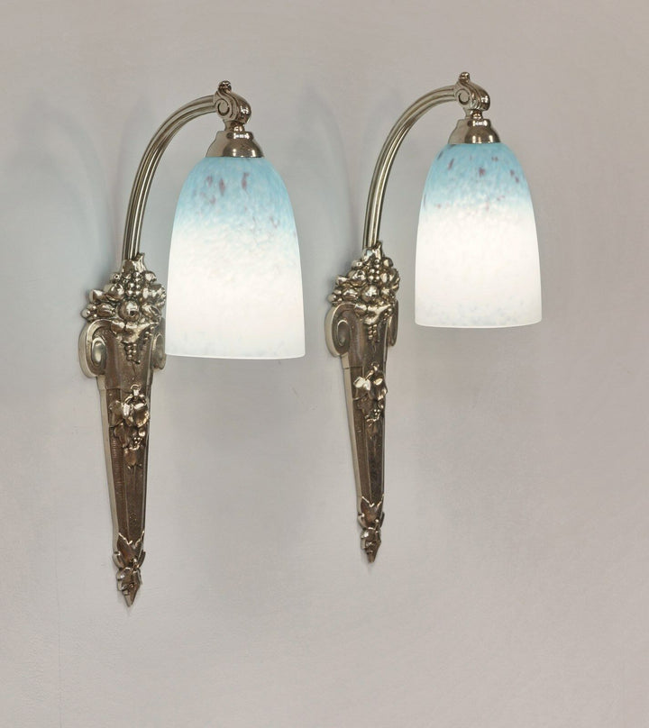 SCHNEIDER & RANC : PAIR OF FRENCH ART DECO WALL SCONCES ....... 1930 lights 1925