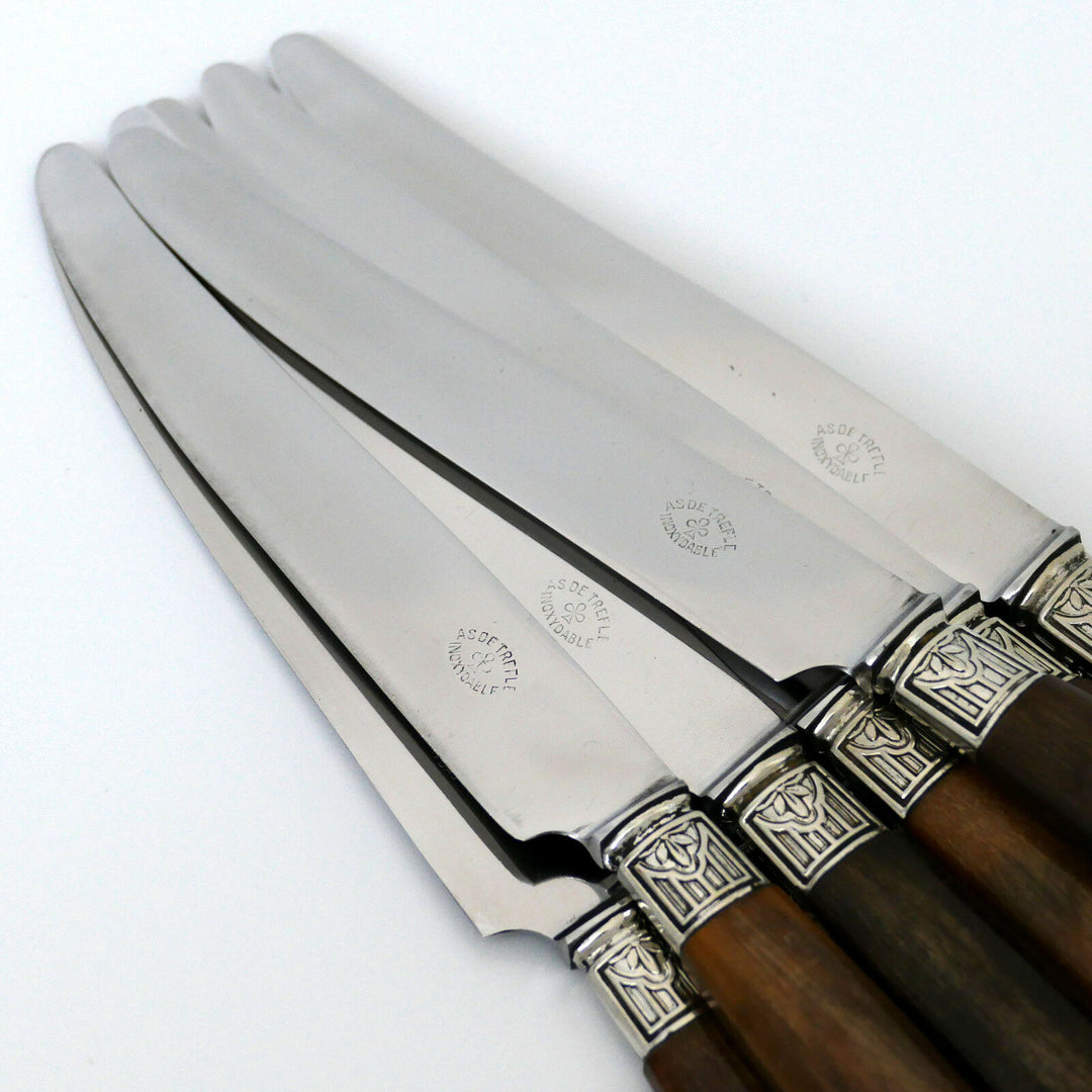 Thiers French Silver & Horn Dinner Knife Set of 12 pc, Art Deco