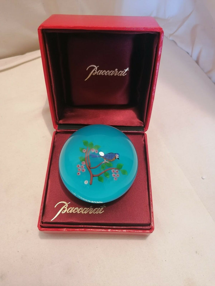 sulfure presse-papier signé numéroté 143/200 Baccarat année 1989 mésange