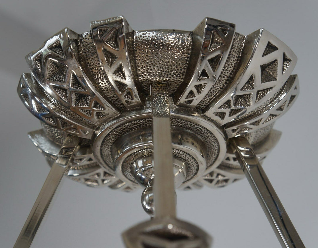 DEGUE : LARGE FRENCH 1930 ART DECO PENDANT CHANDELIER ... lustre lamp muller era