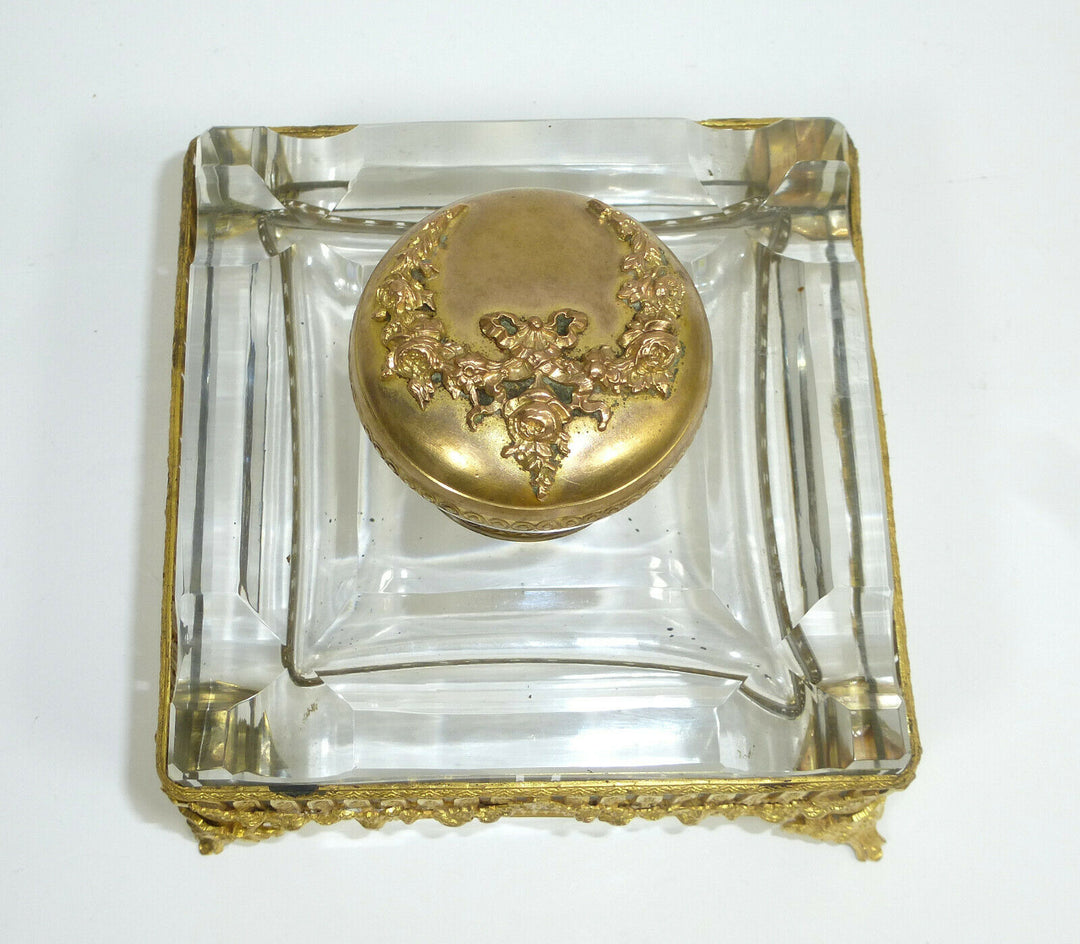Inkwell Um 1860-1880 France Baccarat Crystal Glass
