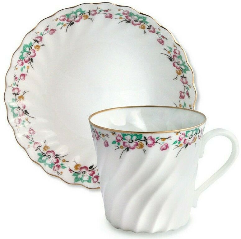 Spring Flowers Bone China Coffee Cup Saucer Imperial Porcelain Lomonosov LFZ