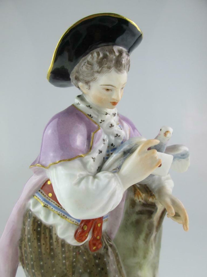 Large Antique 19th Century Meissen Porcelain Figure Shepherd Circa 1860