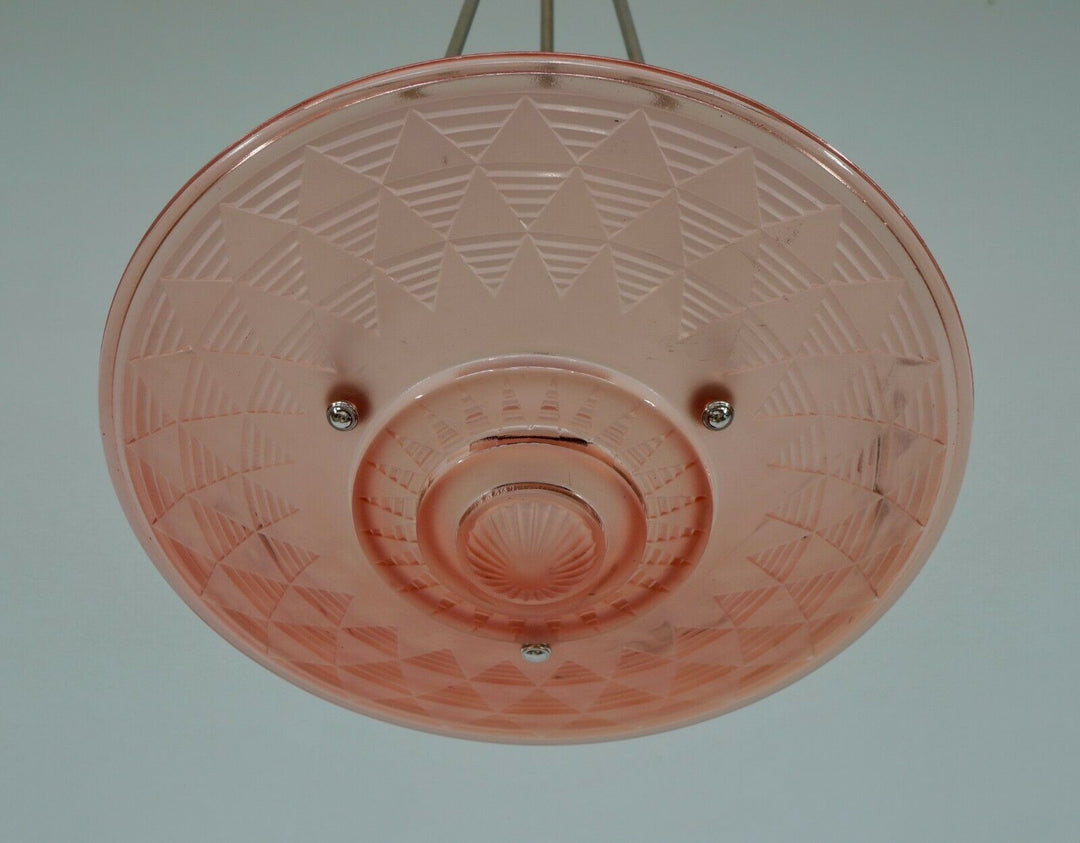 PETITOT : FRENCH 1930 ART DECO PENDANT .. chandelier 1925 lamp muller era France