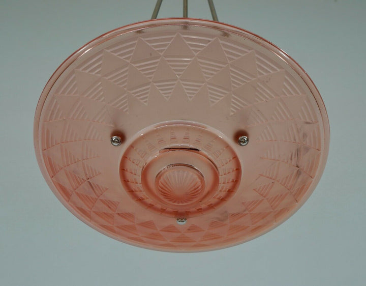 PETITOT : FRENCH 1930 ART DECO PENDANT .. chandelier 1925 lamp muller era France