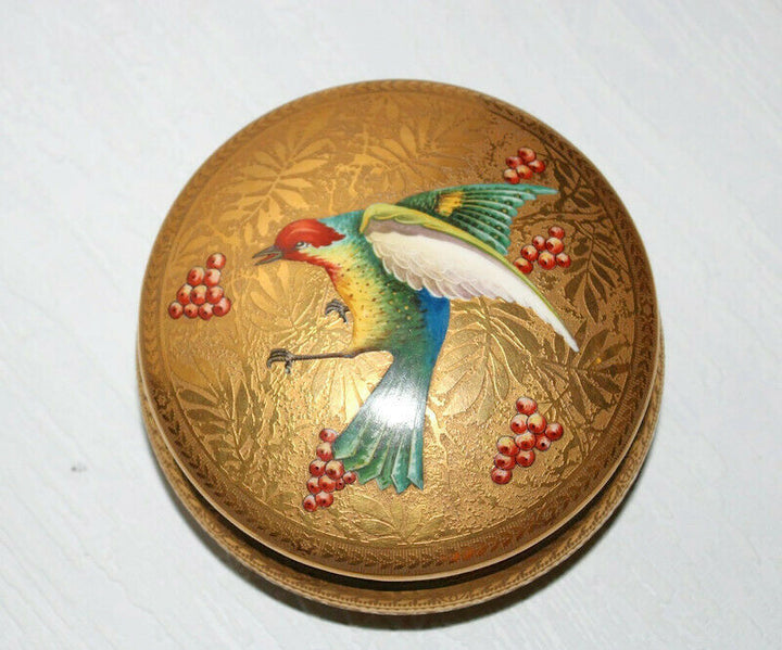 Antique French Limoges Porcelain Jewelry Box Gilded Bird France Handmade