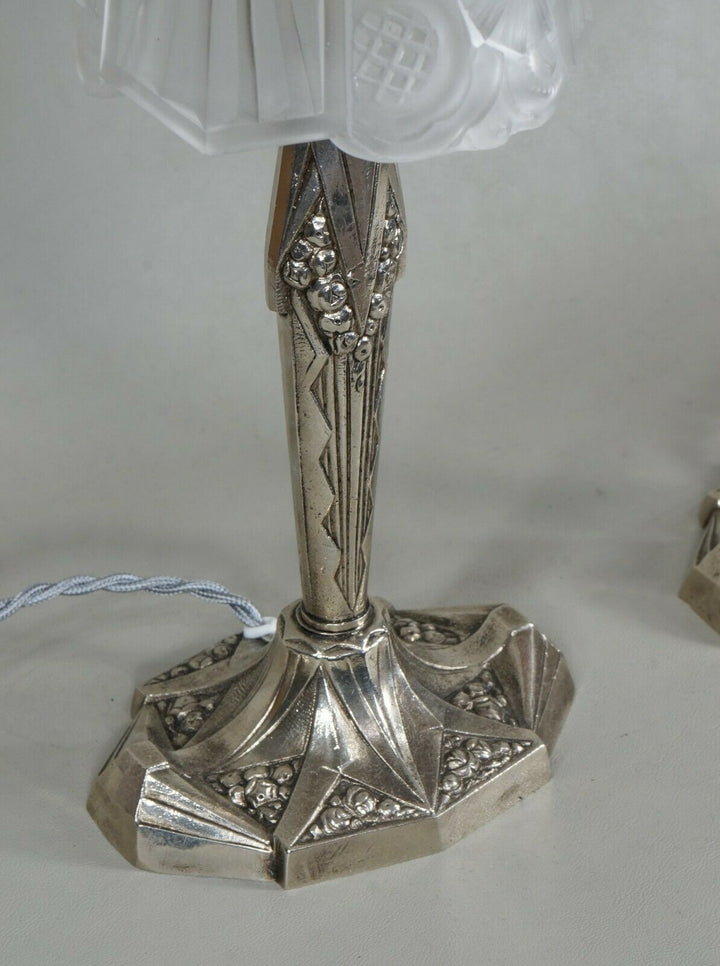 GAUTHIER EJG : pair of FRENCH 1930 ART DECO LAMPS ....... lamp muller era France