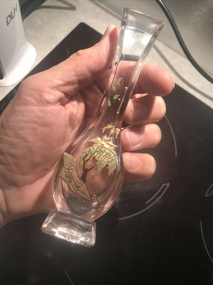 オールドバカラ（BACCARAT）　柳が描かれたジャポニズム　花瓶