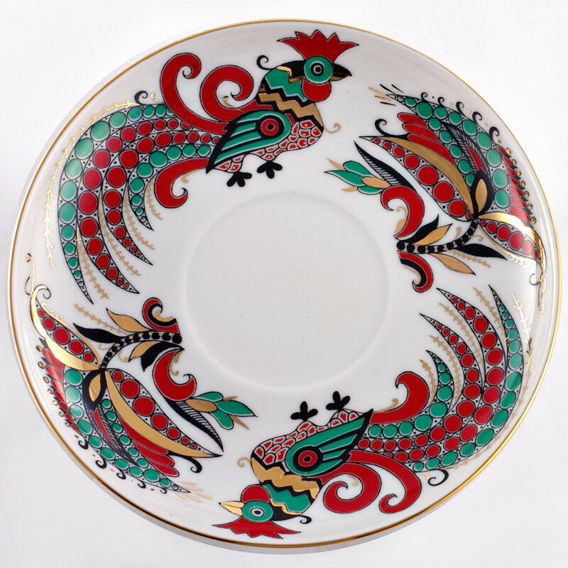 インペリアルポーセリン ティーカップ＆ソーサー  ロモノーソフ 鶏柄