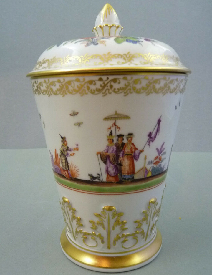 マイセン Meissen 呼び鈴 マイセン(Meissen)、蓋つき壺、シノワズリ、へロルト、1級品