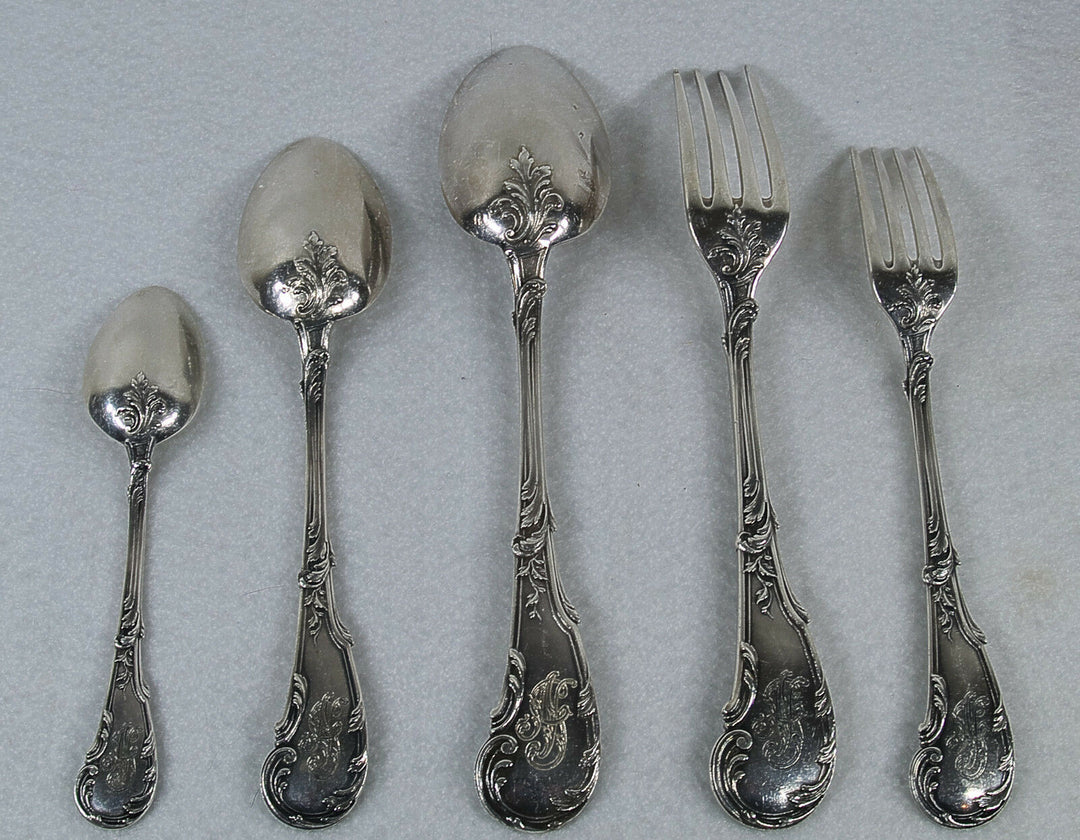 Cardeilhac Antique French Paris 950 Silver Louis XV Pattern Flatware Set Service