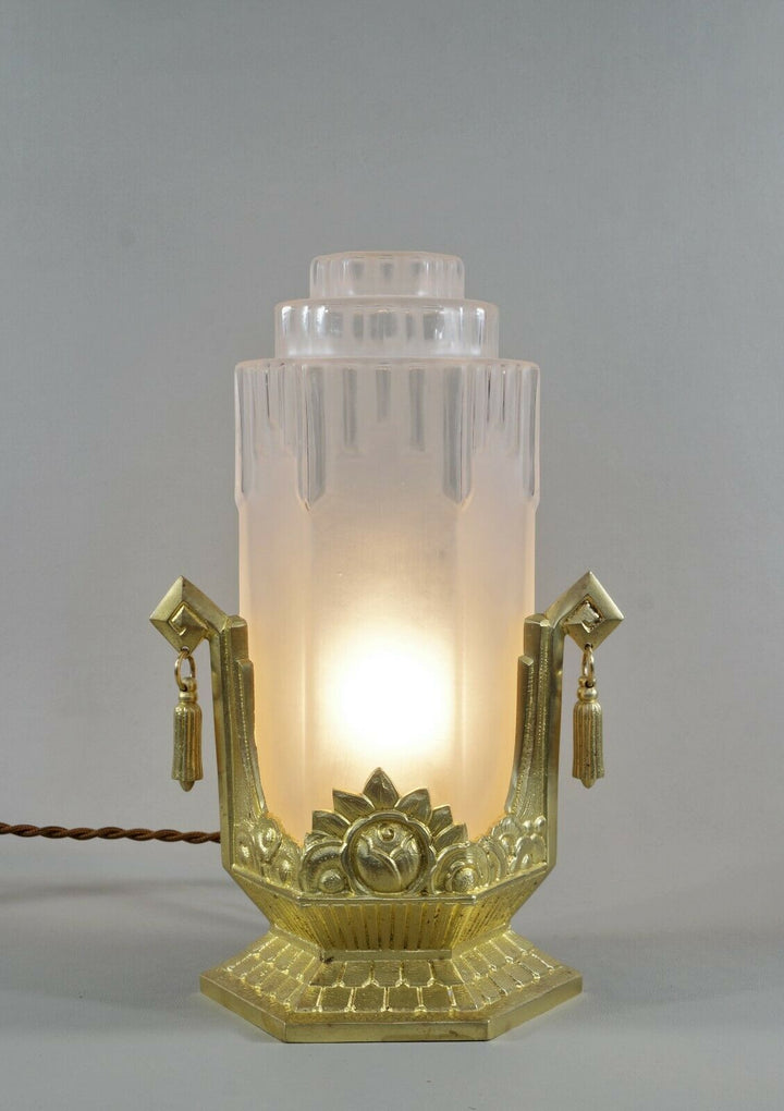PIERRE GILLES : FRENCH BRONZE ART DECO LAMP 1930 ...... France degué muller era