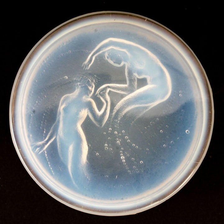 Boite Deux Sirènes Verre Opalescent René Lalique Mermaids Box Jar R.Lalique