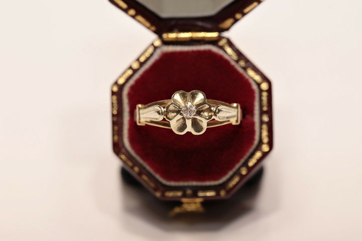 アンティーク 14K ナチュラルダイヤモンドのロシアンリング