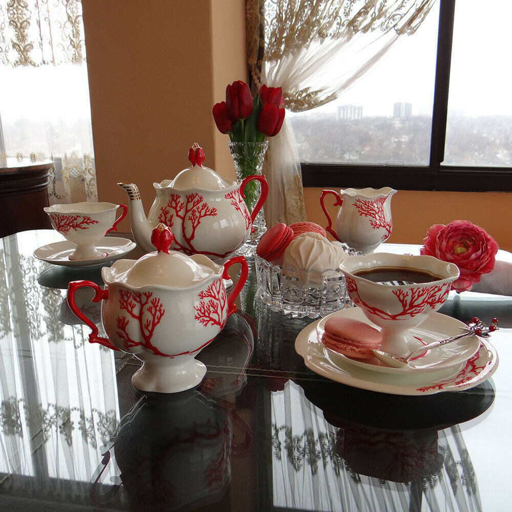 Coral Bone China Teacup and Saucer Lomonosov Imperial Porcelain LFZ IFZ