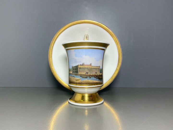 KPM BERLIN GEDECK TASSE UT GLOCKENFORM DAS MUSEUM IN BERLIN GOLD 1.WAHL UM 1837