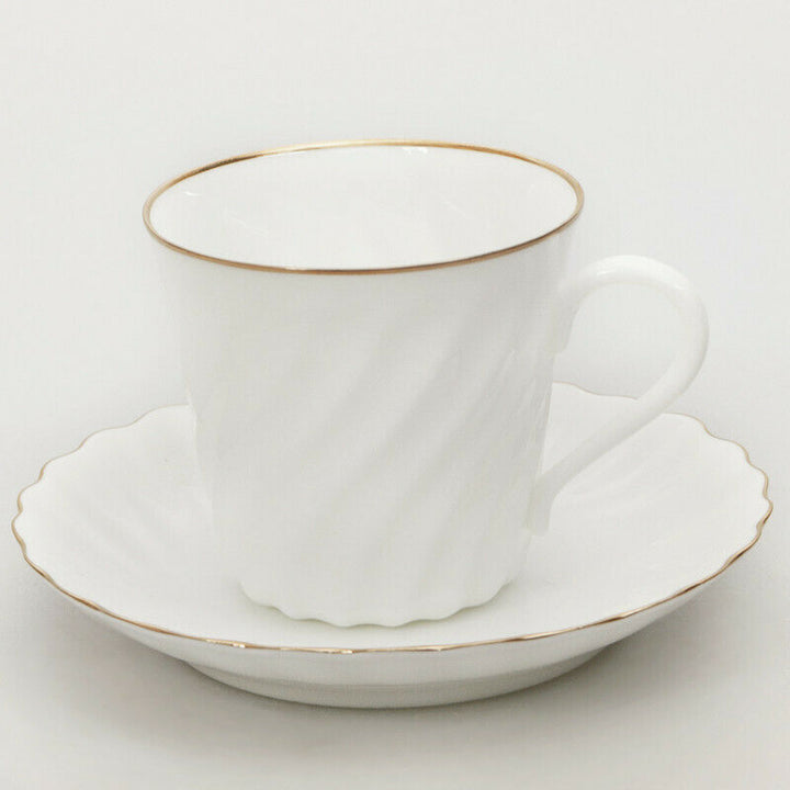 Golden Edge White Bone China Coffee Cup Saucer Imperial Porcelain Lomonosov LFZ