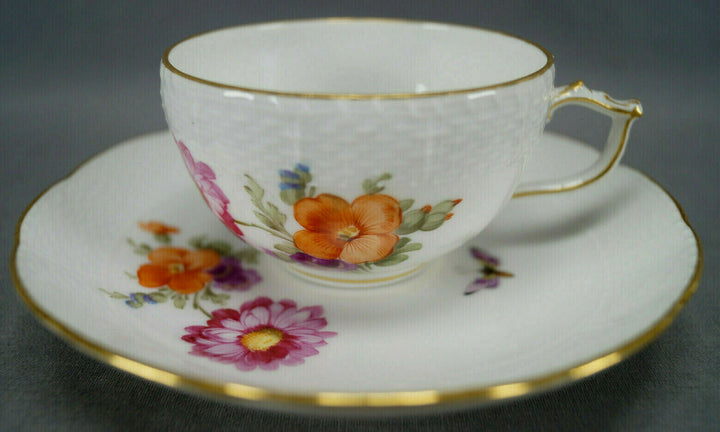 KPM Berlin Hand Painted Dresden Floral Butterfly & Gold Tea Cup & Saucer A