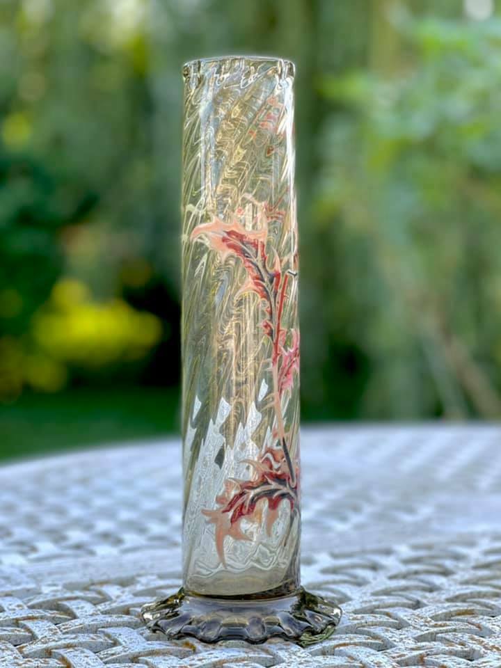 エミールガレ 初期作品 エナメルガラス アザミの花瓶