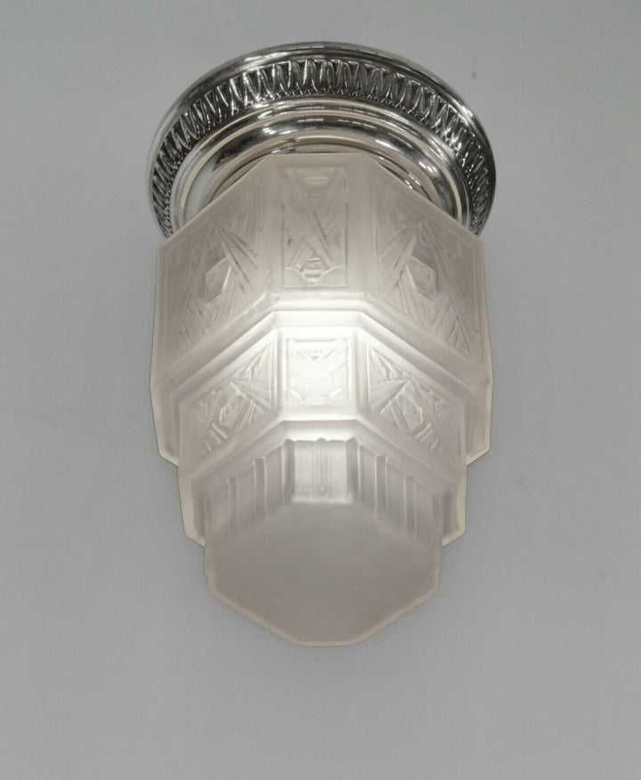 GEORGES LELEU : FRENCH 1930 ART DECO FLUSH MOUNT ...... chandelier lamp pendant