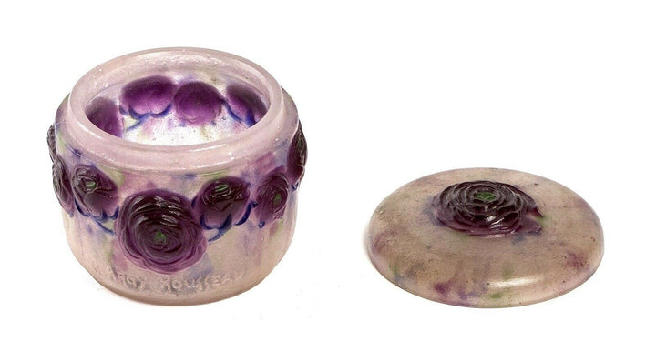 Boite Roses Pate De Verre Gabriel Argy Rousseau Renonculus Cameo Glass Box