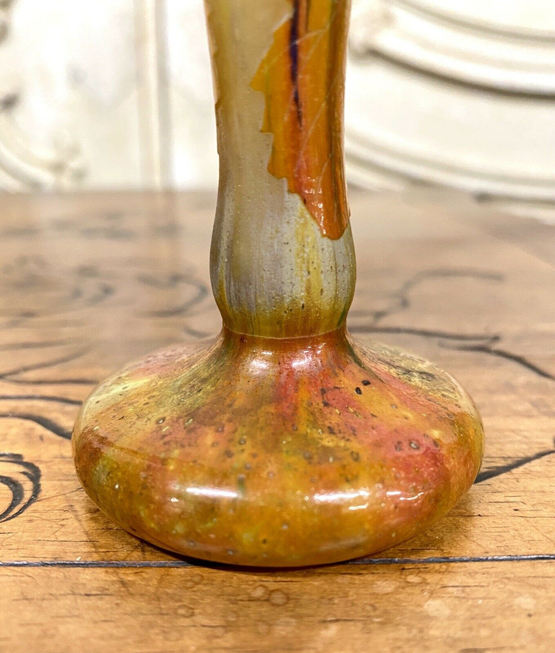 Daum Nancy - Vase Aux Mûres En Verre Multicouche, Pate De Verre Art Nouveau
