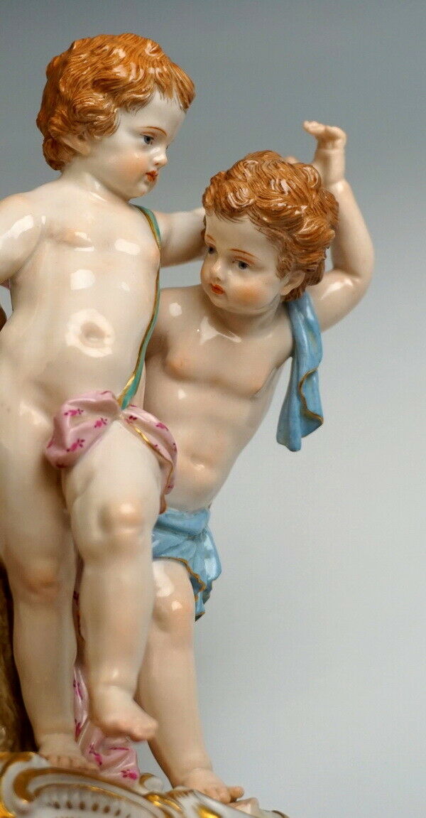 邁森 MEISSEN マイセン FIGUR 2 TANZENDE PUTTEN AMORETTEN 2 CHERUBS MNR: 2516 UM 1860