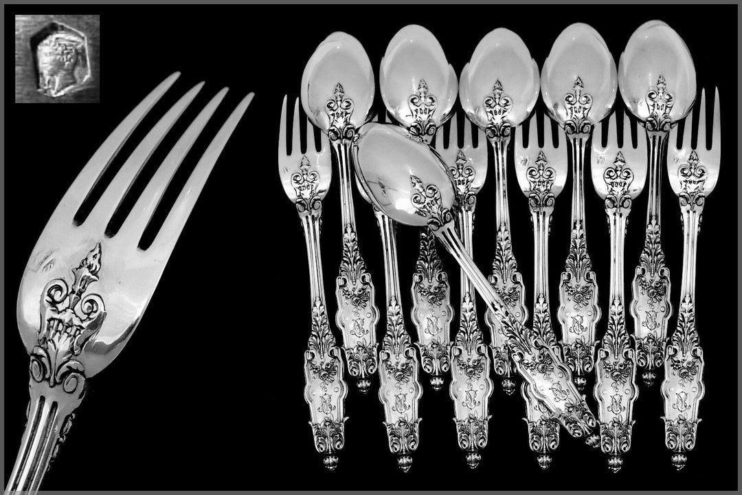 Puiforcat Fabulous French Sterling Silver Flatware Set 12 Pc Acanthus
